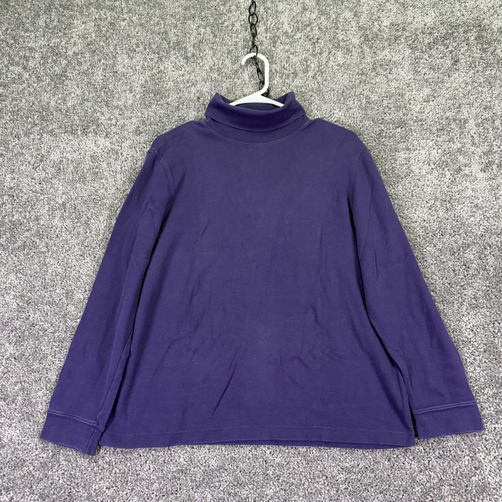 Field Gear Shirt Womens Large Purple Long Sleeve Turtleneck Cotton Top Made USA